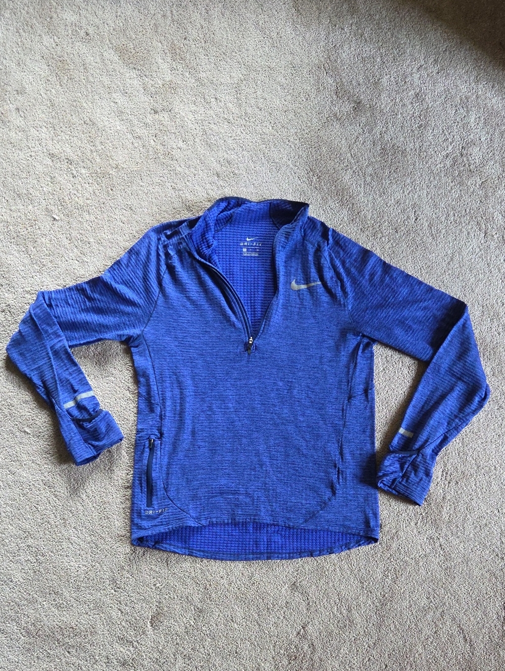 Nike Dri-Fit Royal Blue Waffle-Knit Quarter-Zip Size Small